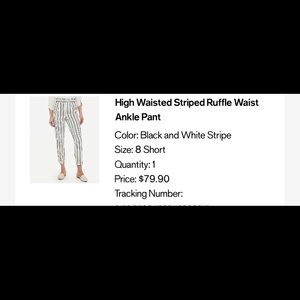 High waisted stripe ruffle waist ankle pant